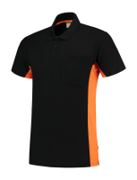 Tricorp 202002 Poloshirt Bicolor Borstzak - Black-Orange 3XL (SALE)