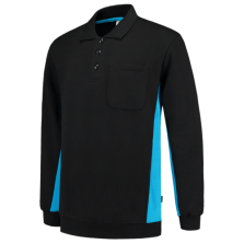 TRICORP Polosweater Bicolor Borstzak BLACKTURQUOISE XL (SALE)