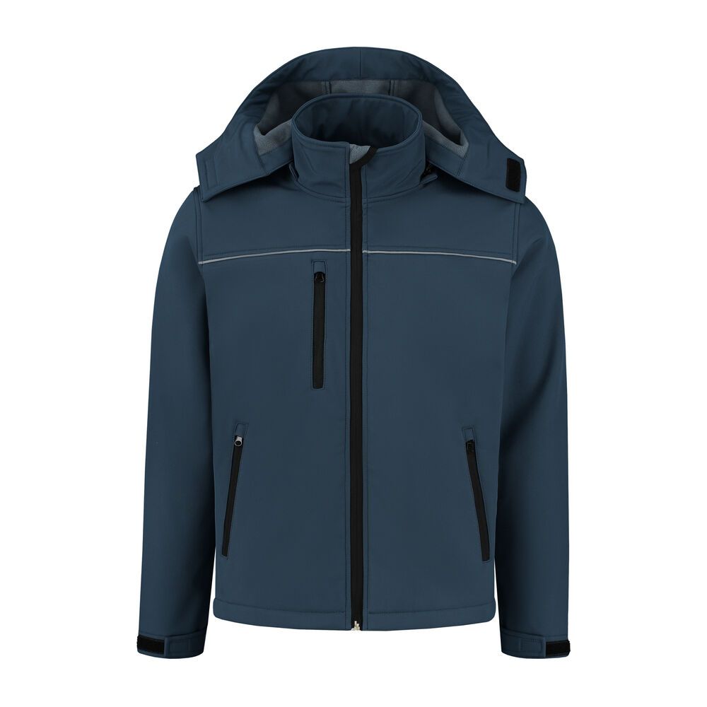 Softshell basic met capuchon navy maat S