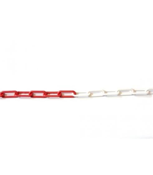 Ketting rood/wit 6mm pe per meter